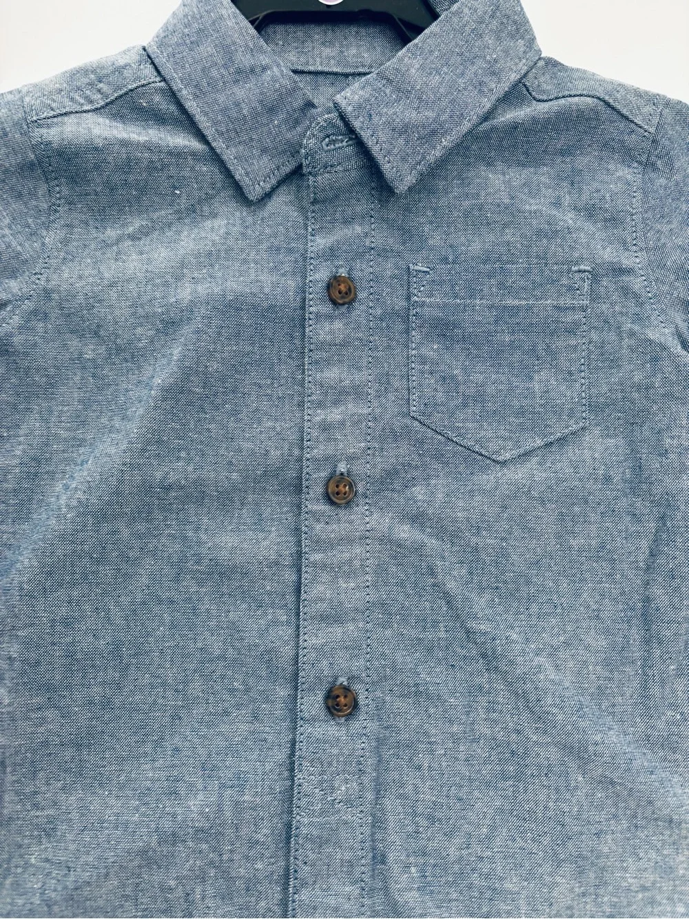 NWT Carters Child of Mine Baby Boy Chambray Romper 12M Blue Button One Piece New